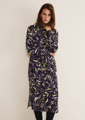 Zenobia Printed Jersey Dress Blue/Chocolate