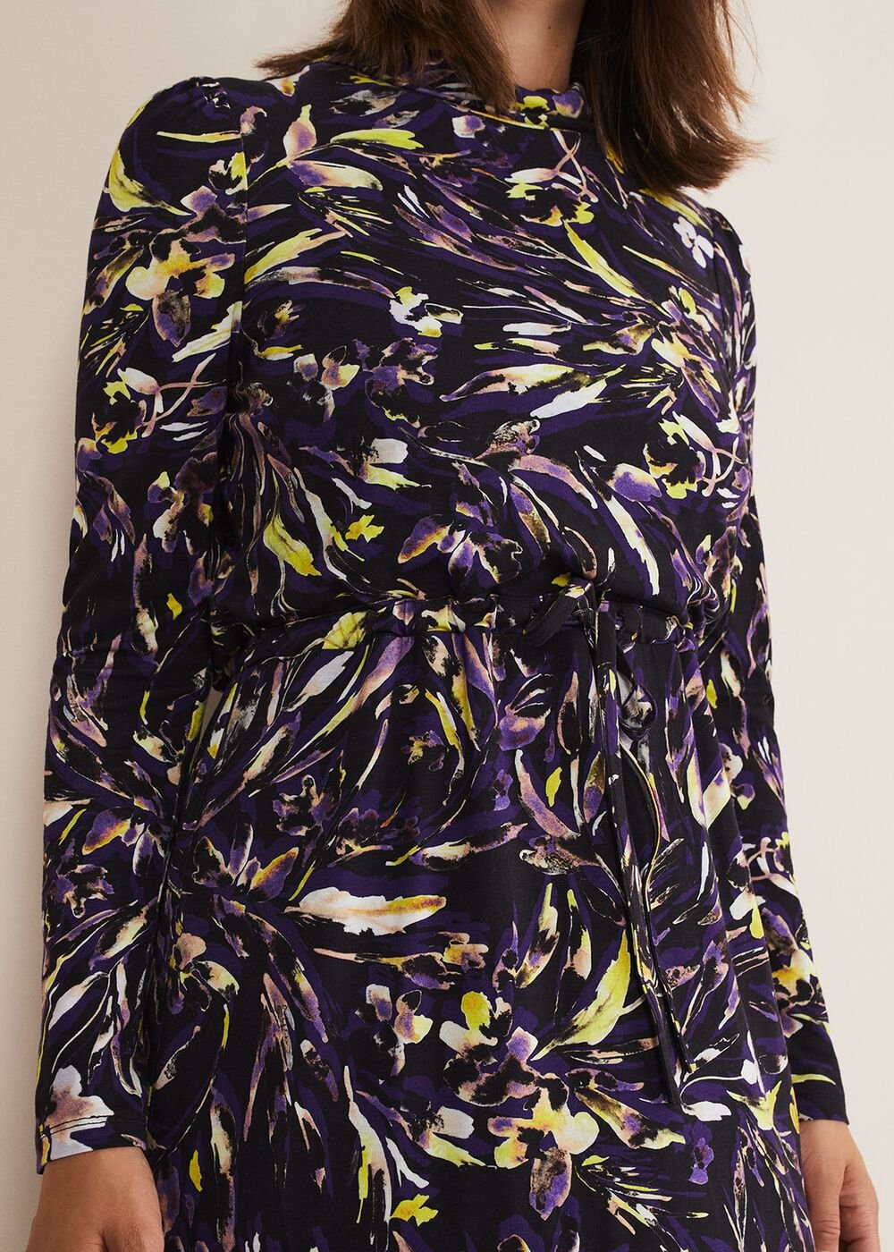 Zenobia Printed Jersey Dress Blue/Chocolate