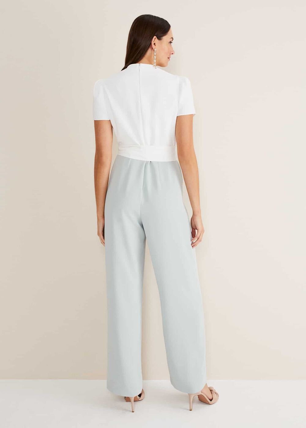 Eloise Wide Leg Jumpsuit Eau De Nil/Ivory