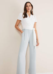 Eloise Wide Leg Jumpsuit Eau De Nil/Ivory