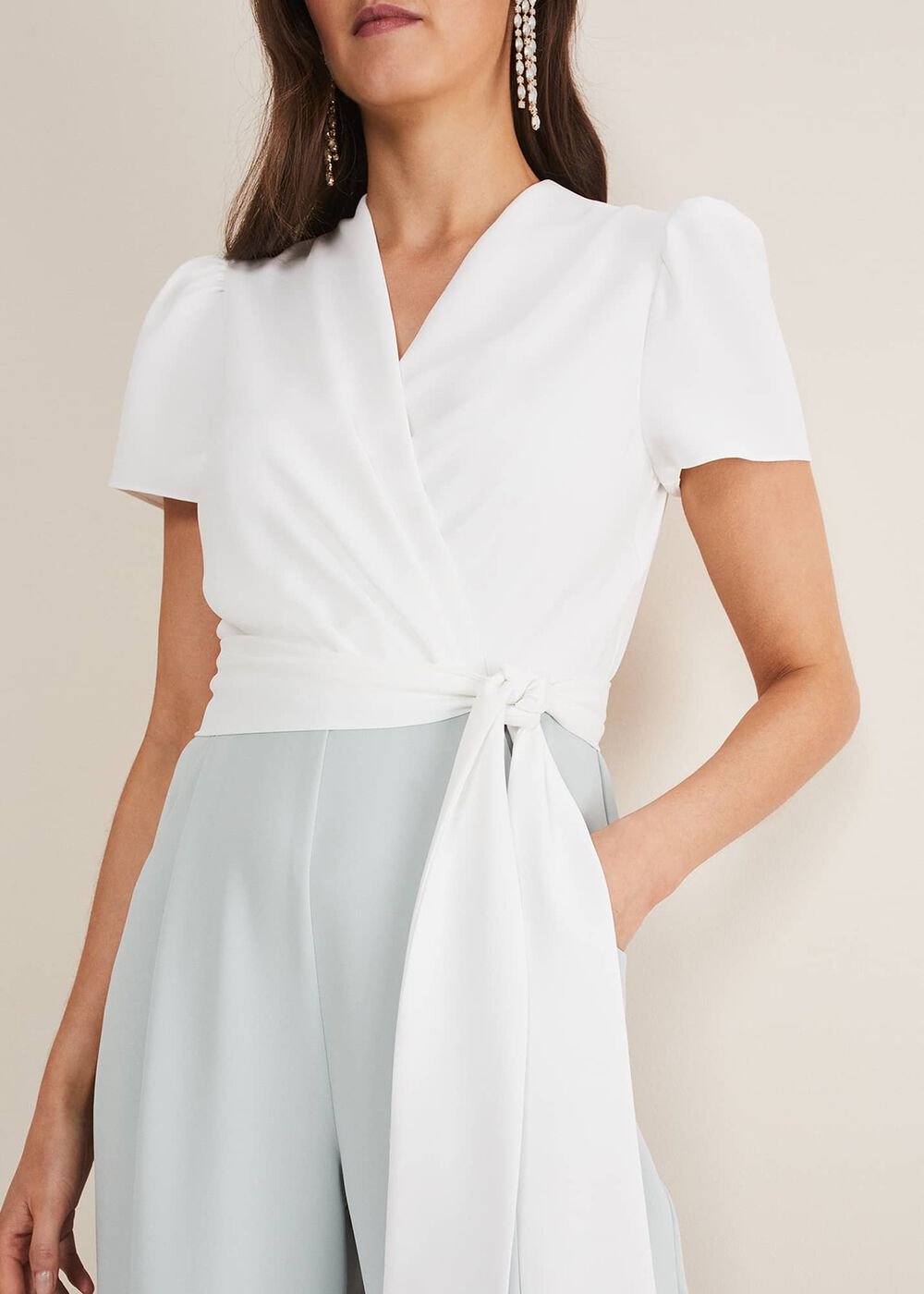 Eloise Wide Leg Jumpsuit Eau De Nil/Ivory