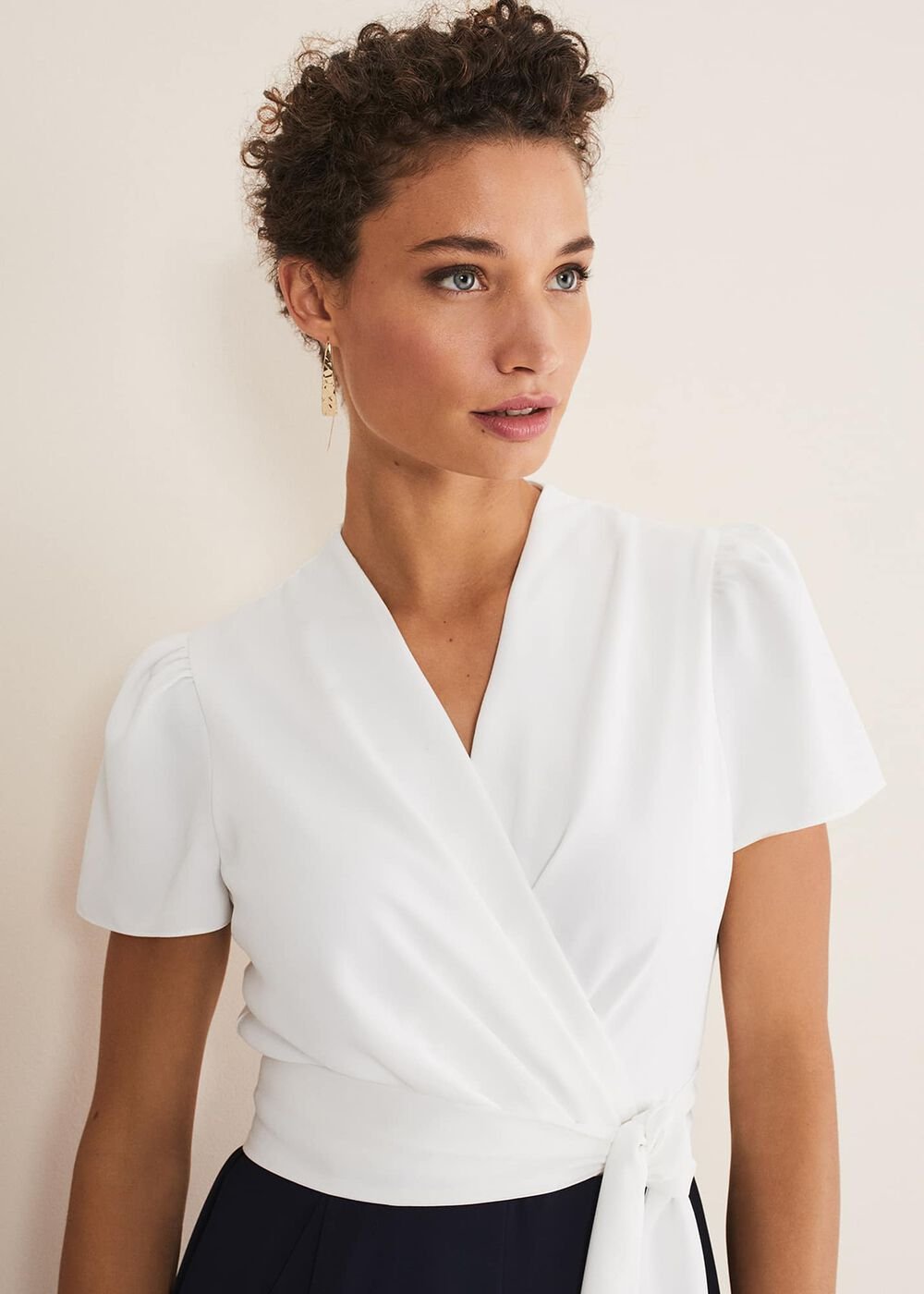Eloise Wide Leg Jumpsuit Ivory/Navy