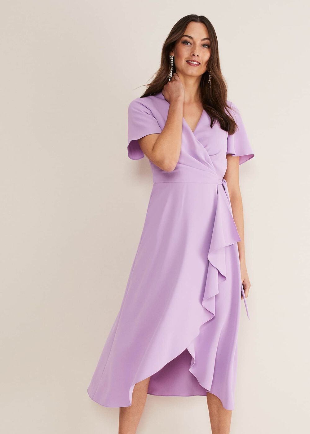 Julissa Ruffle Wrap Midi Dress Crocus