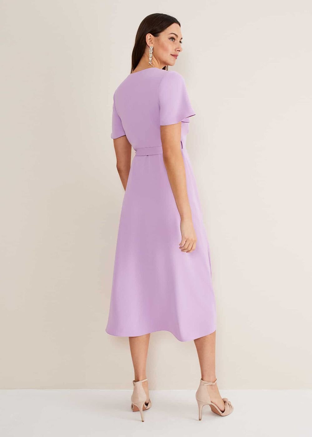 Julissa Ruffle Wrap Midi Dress Crocus