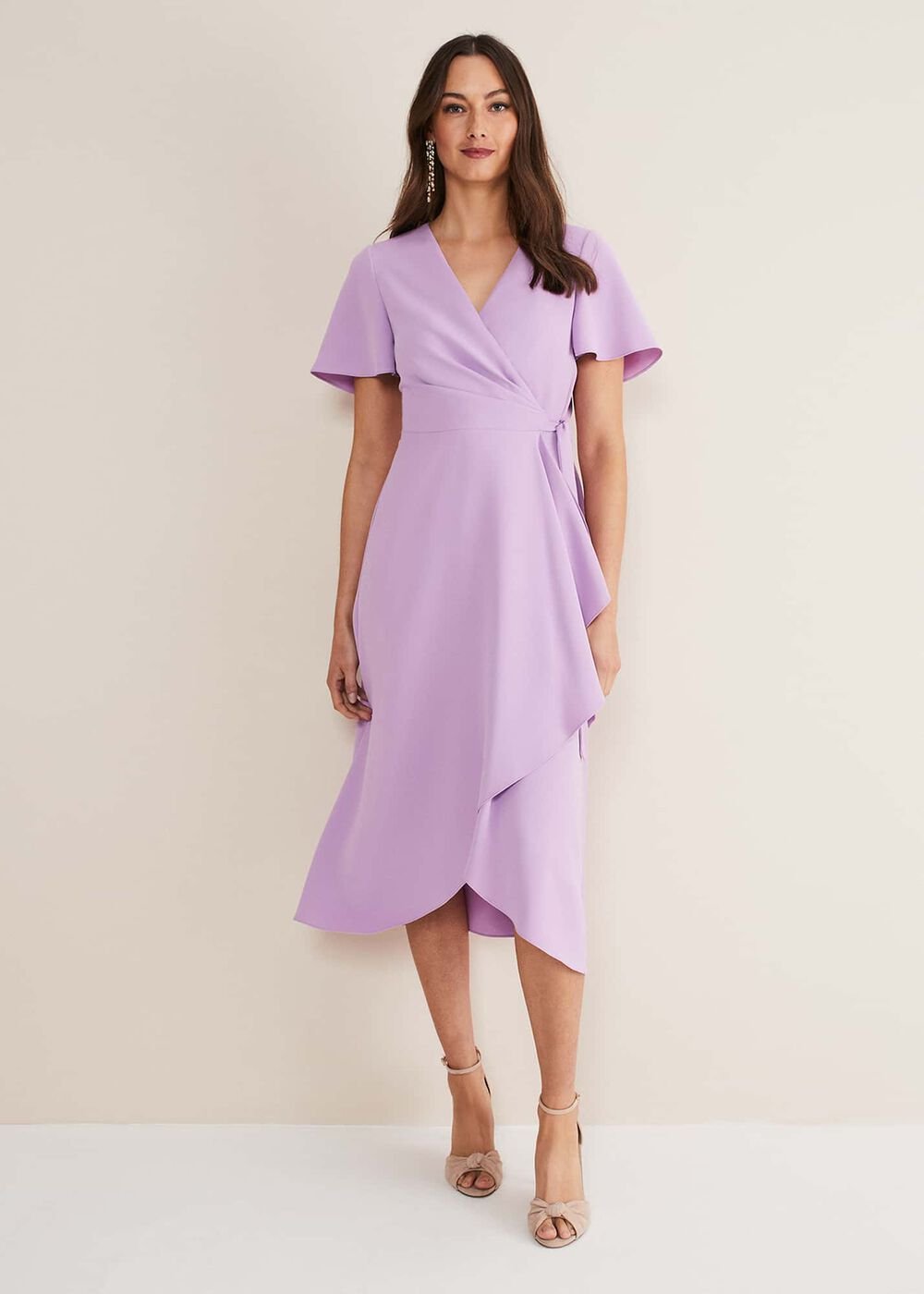 Julissa Ruffle Wrap Midi Dress Crocus