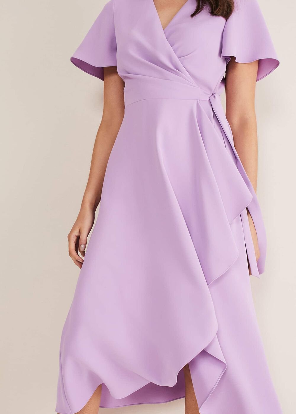 Julissa Ruffle Wrap Midi Dress Crocus