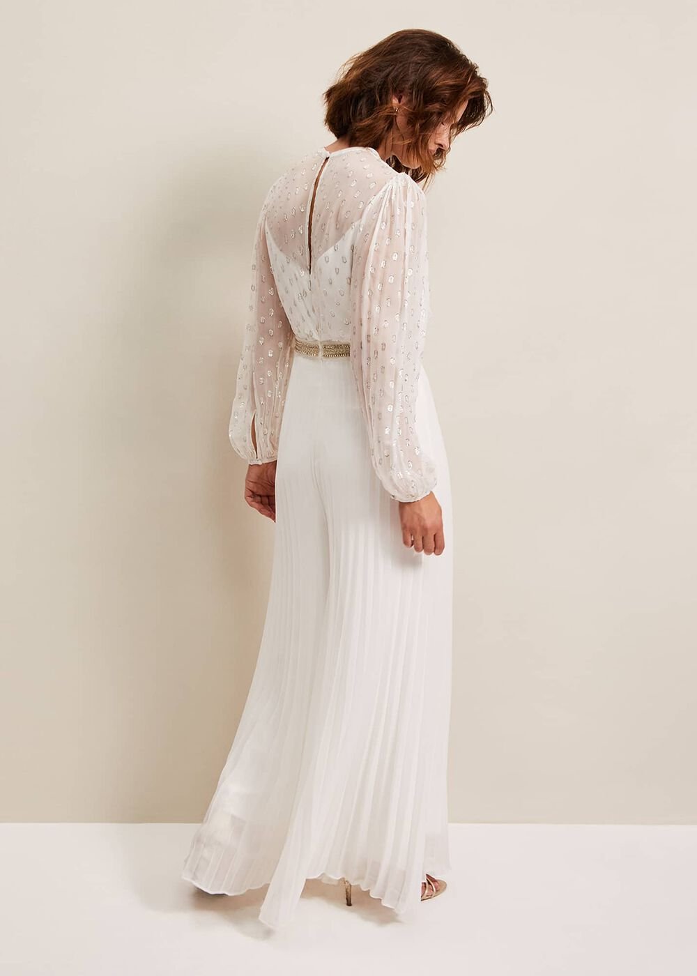 Larissa Pleated Jumpsuit Ivory