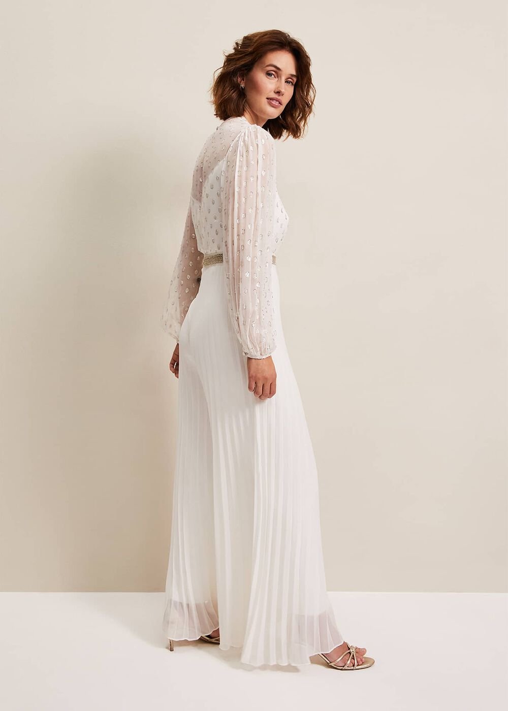 Larissa Pleated Jumpsuit Ivory