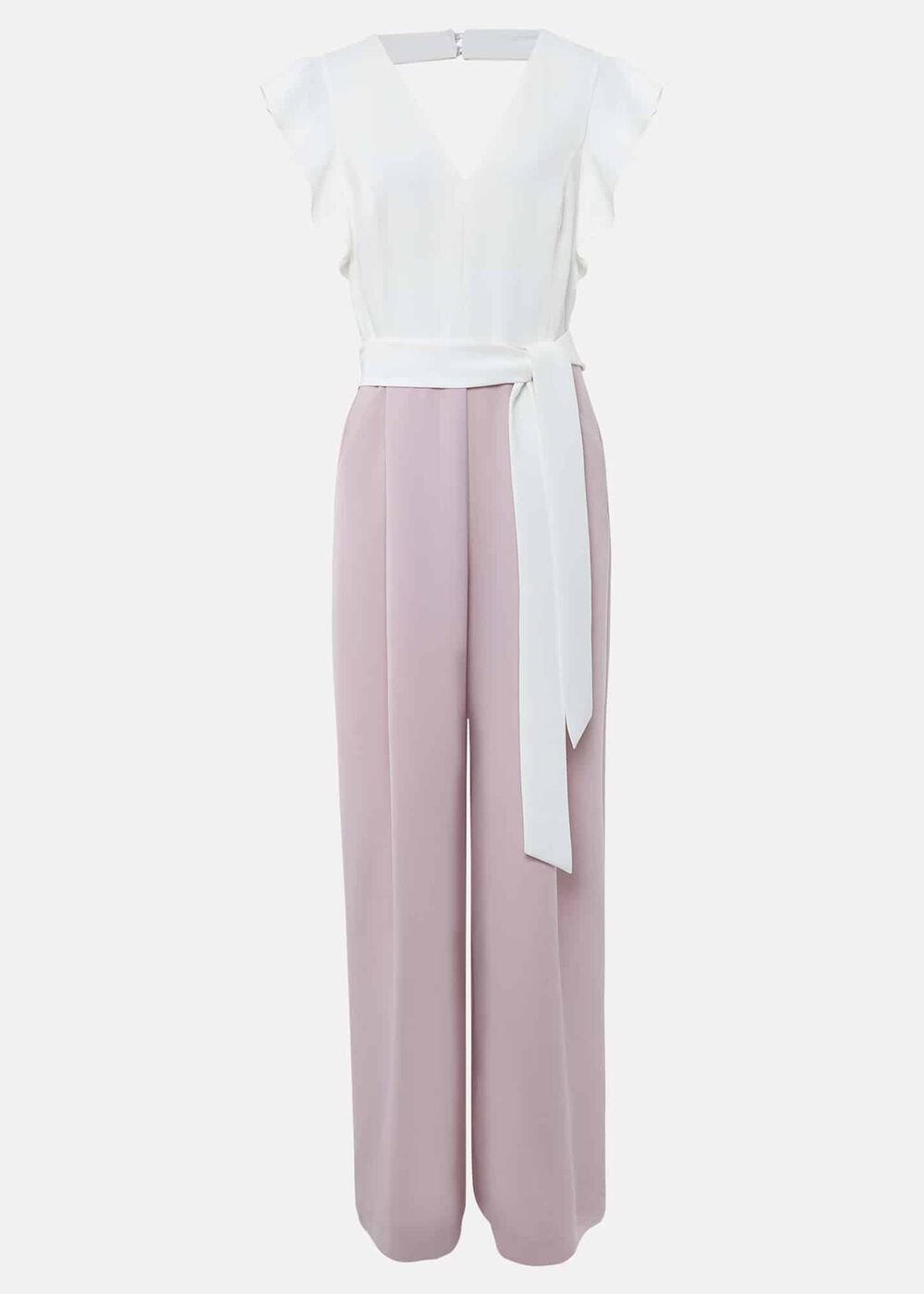 Kallie V Neck Frill Jumpsuit Antique Rose/Ivory