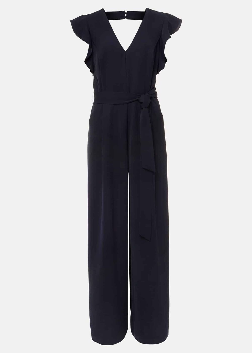 Kallie V Neck Frill Jumpsuit Navy