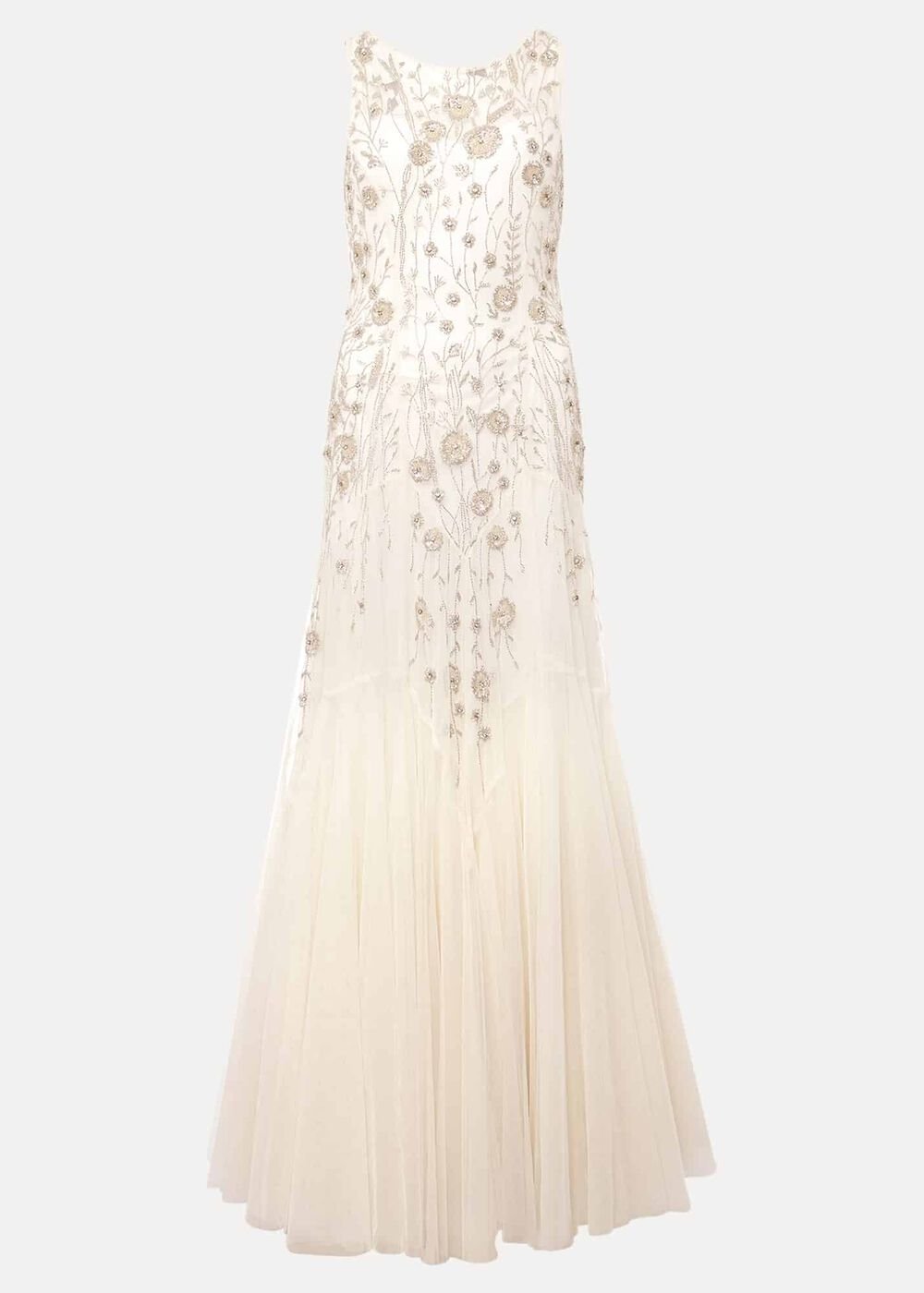 Milana Beaded Tulle Maxi Wedding Dress Parchment