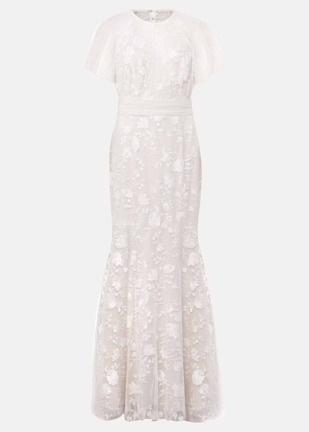 Delilah Mesh Embroidered Maxi Wedding Dress Parchment