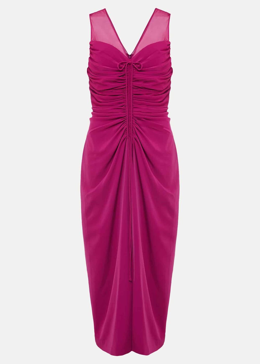 Leah Ruched Midi Dress Magenta