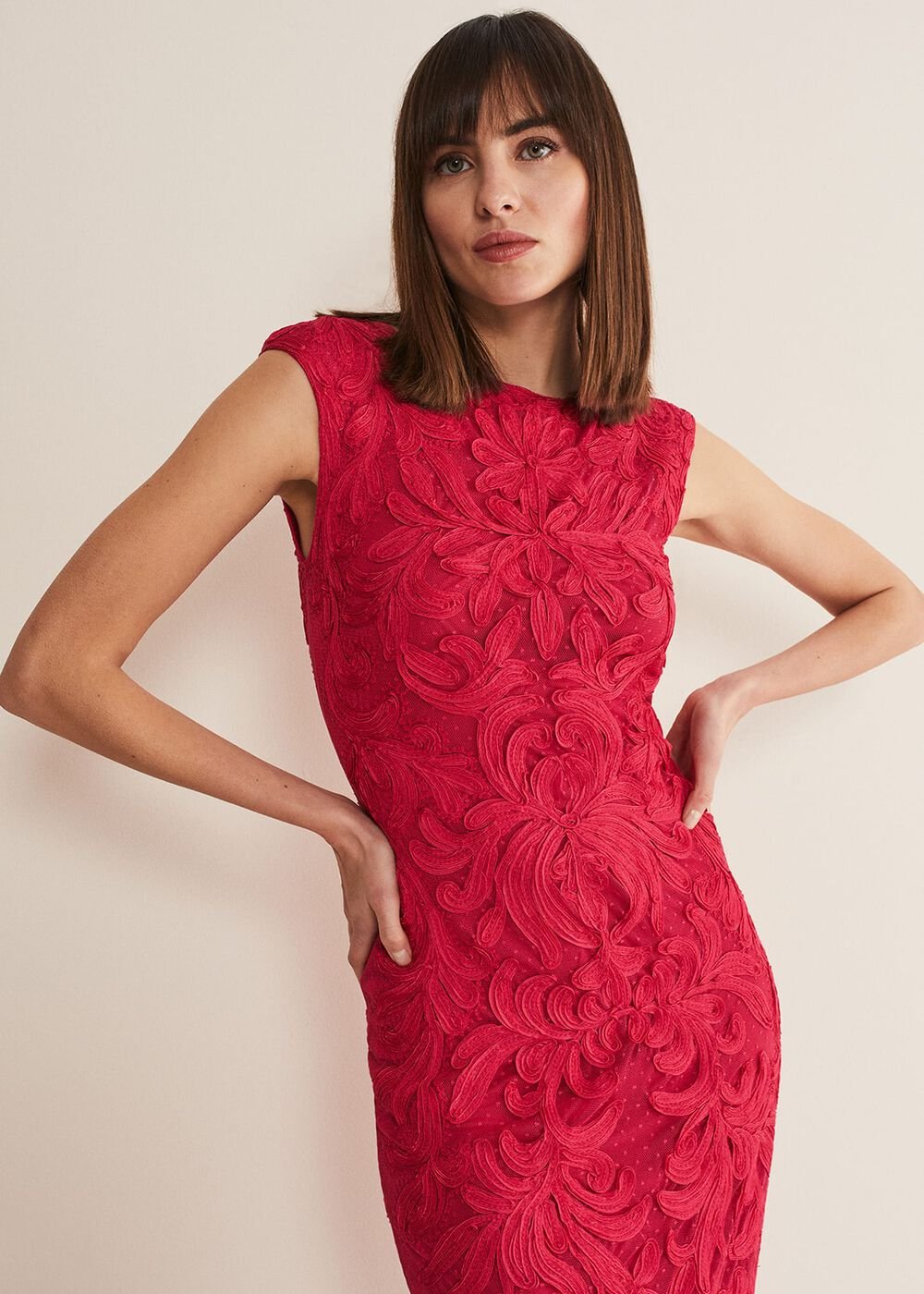 Tania Tapework Mini Dress Raspberry