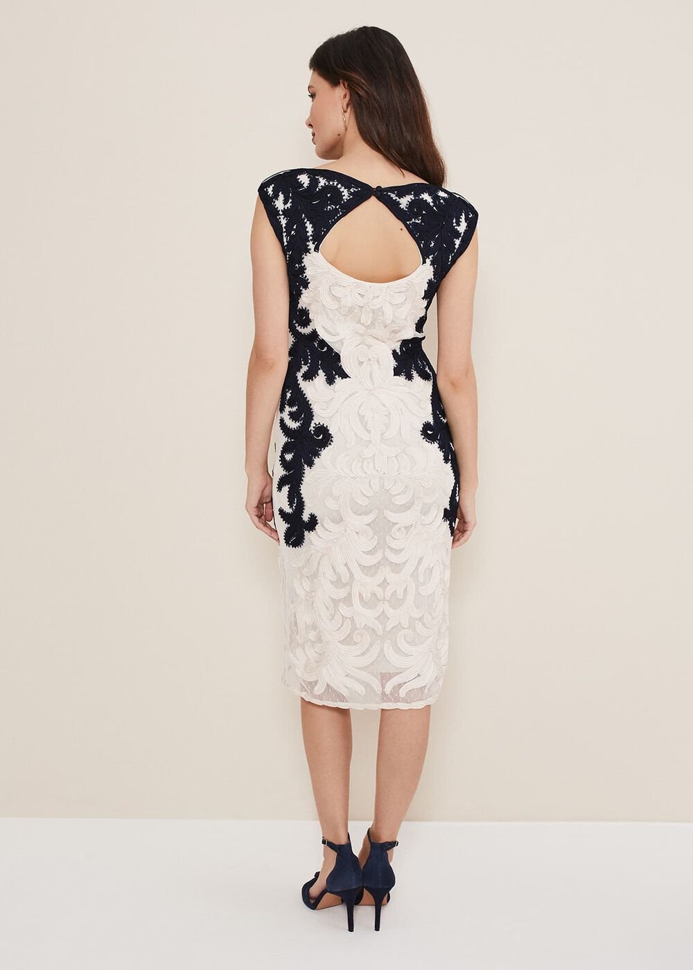 Salima Tapework Dress Navy/Ivory