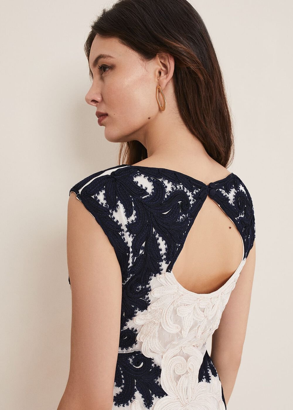Salima Tapework Dress Navy/Ivory