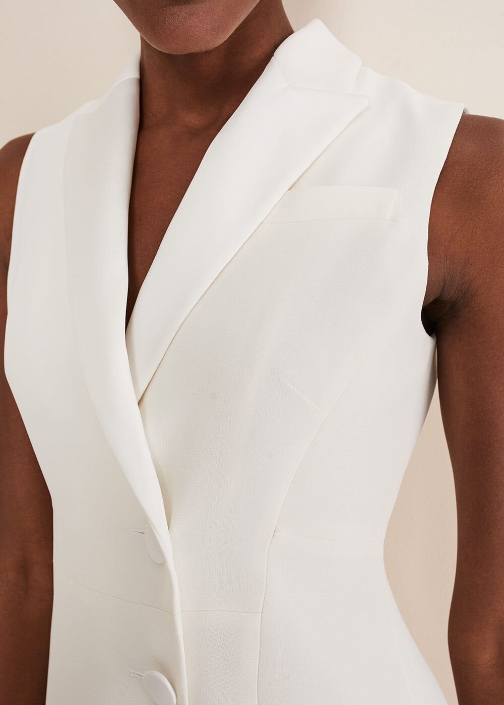 Lolicia Sleeveless Tux Dress White