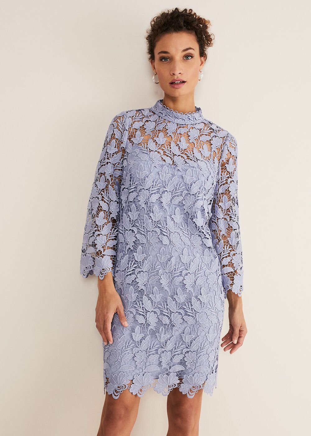Verity Floral Lace Dress Cornflower