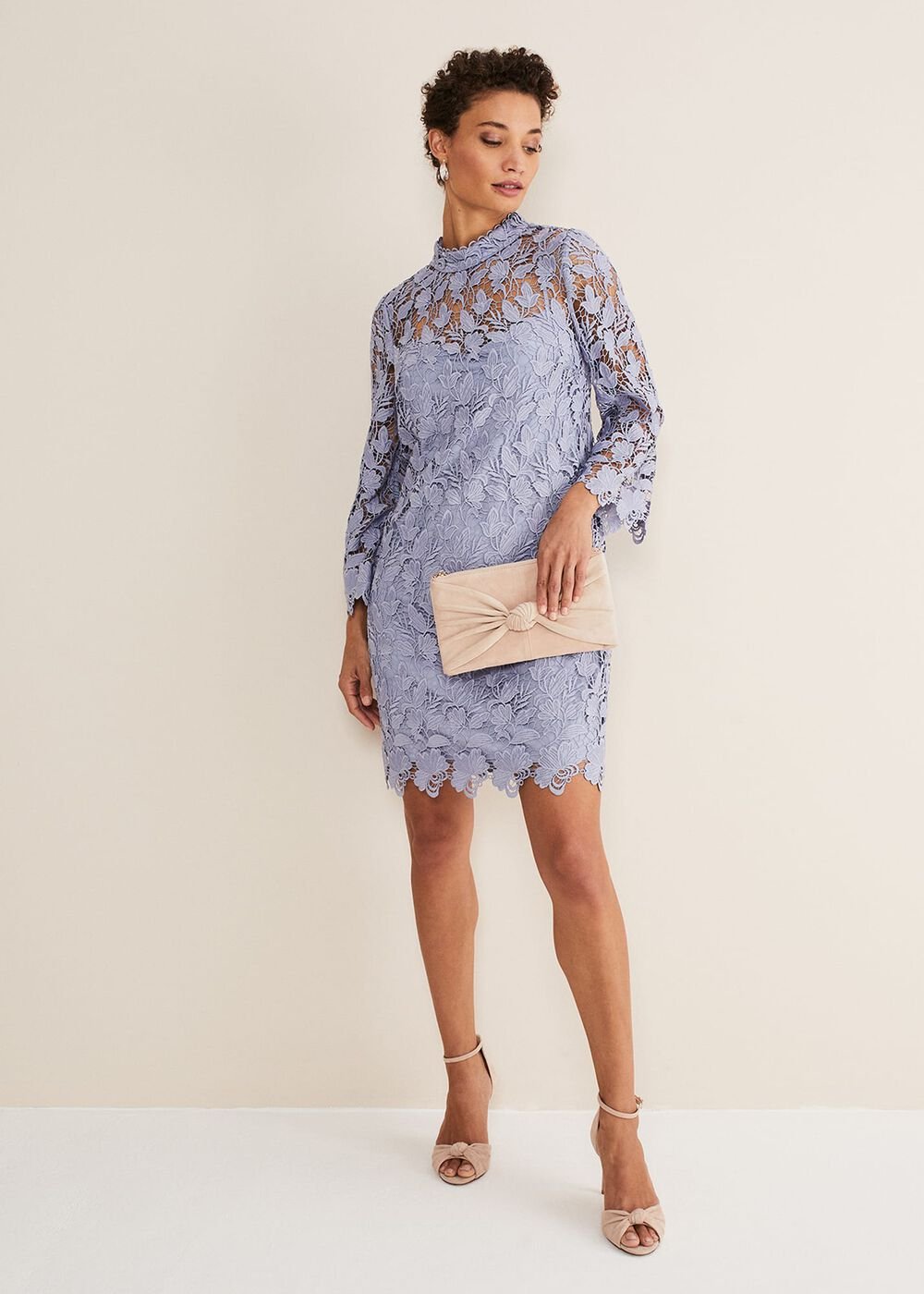 Verity Floral Lace Dress Cornflower