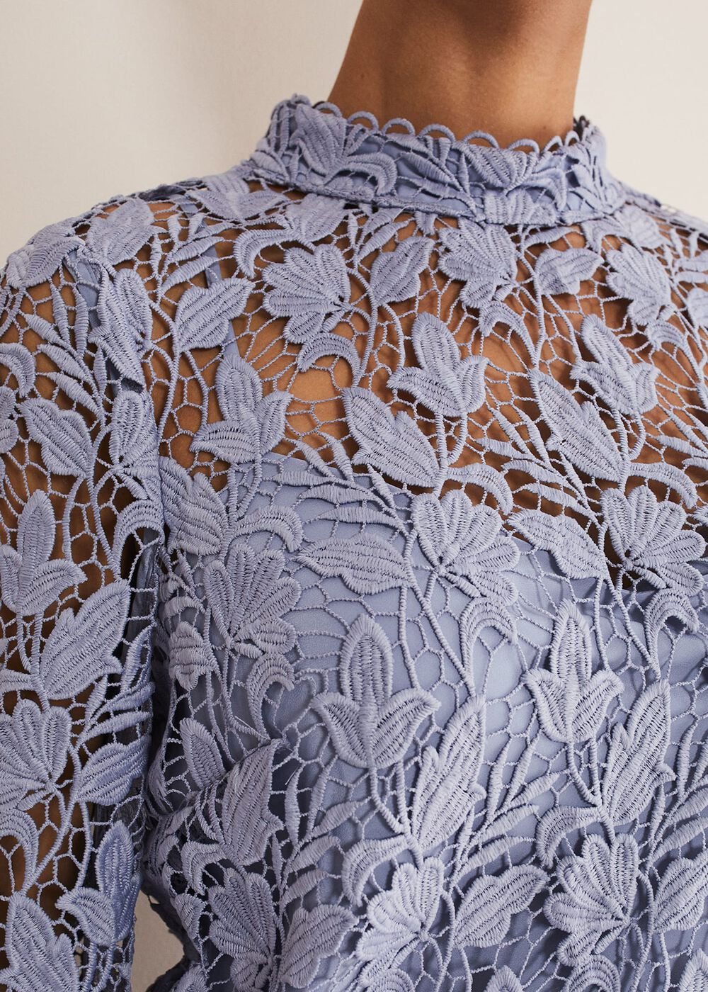 Verity Floral Lace Dress Cornflower