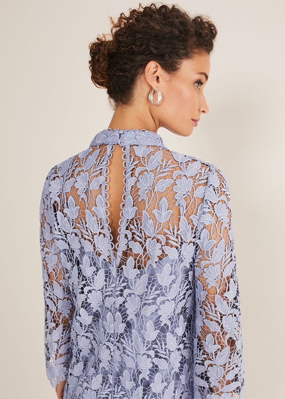 Verity Floral Lace Dress Cornflower