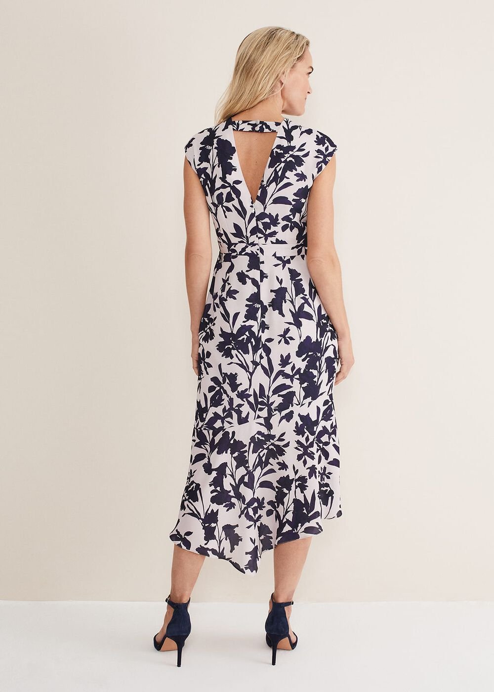 Willow Floral Cowl Neck Midi Dress Latte/Multi