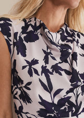 Willow Floral Cowl Neck Midi Dress Latte/Multi