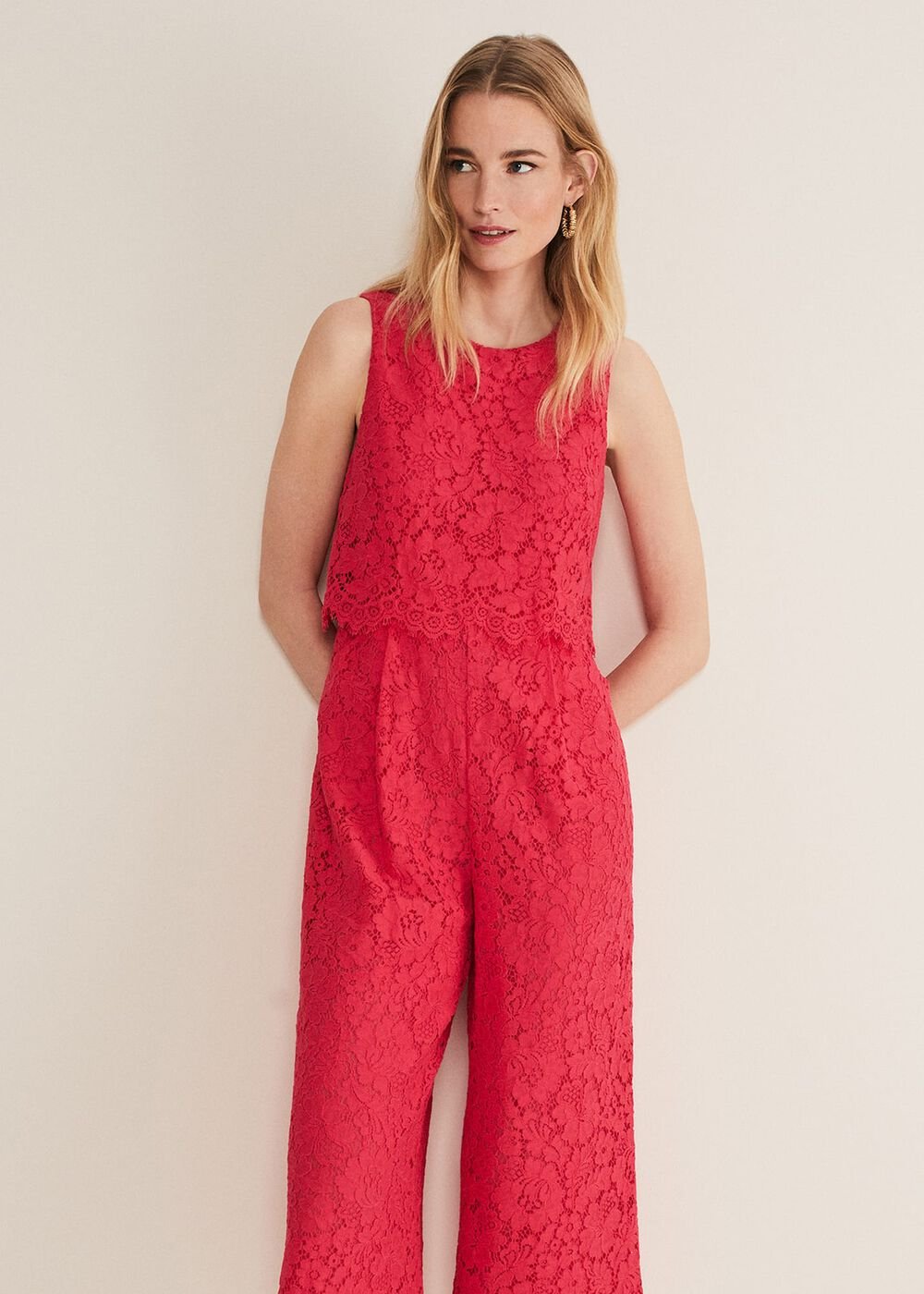 Dora Lace Jumpsuit Raspberry