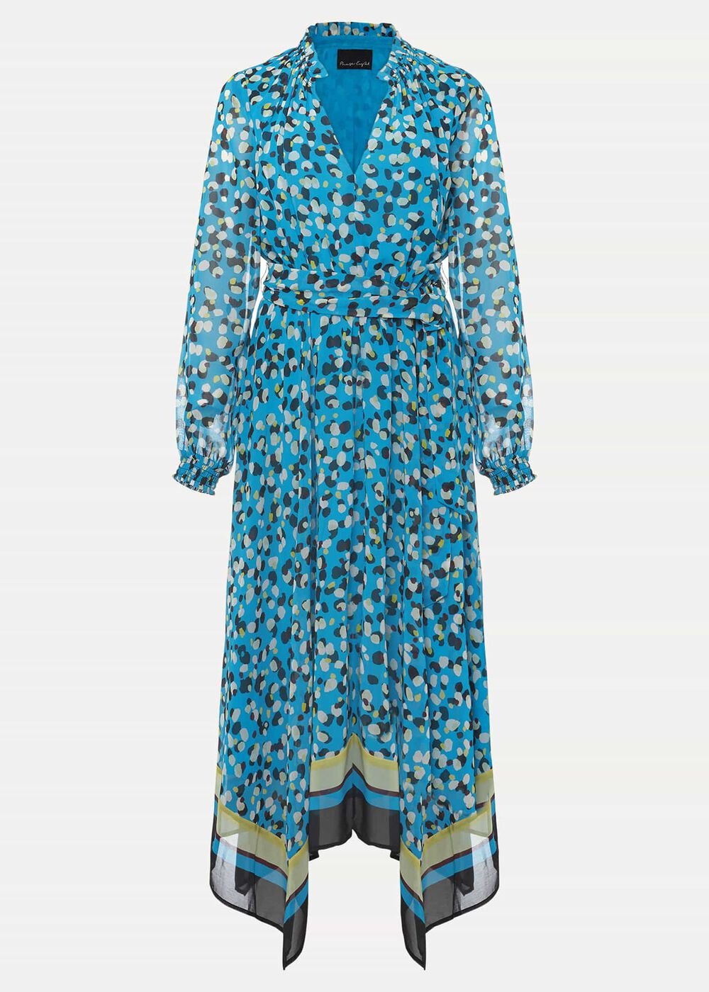 Juno Border Hem Midi Dress Blue/Multi