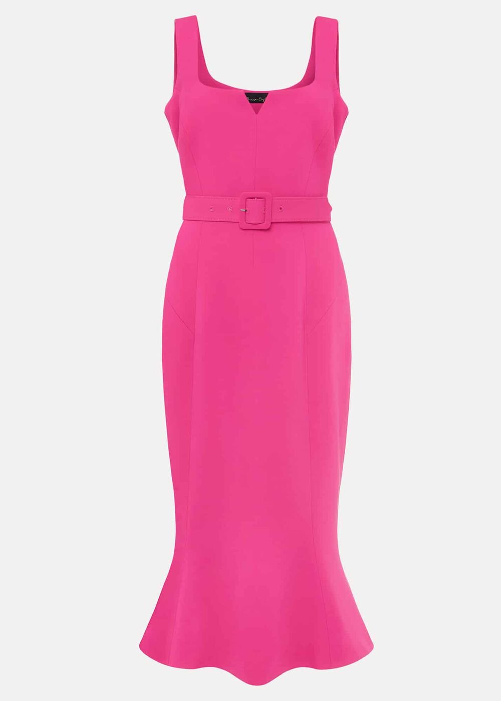 Adria Pink Fitted Midi Dress Hot Pink