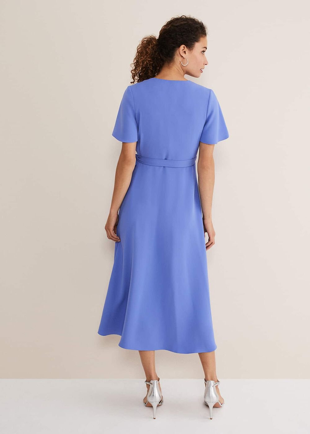 Julissa Ruffle Wrap Midi Dress Foxglove Blue