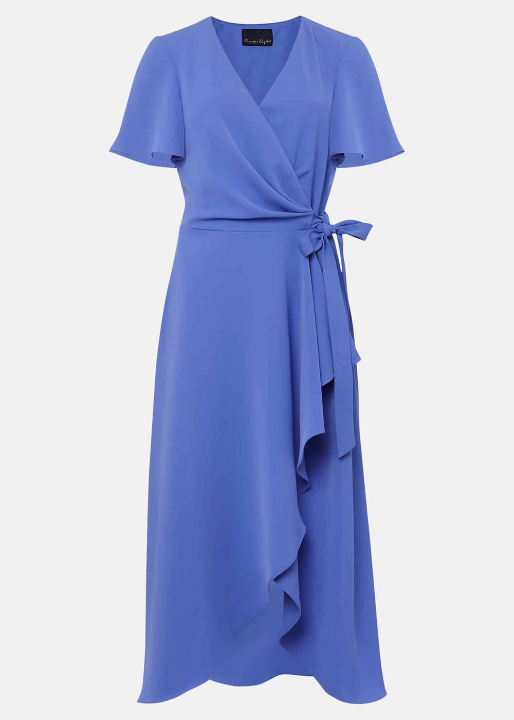 Julissa Ruffle Wrap Midi Dress Foxglove Blue