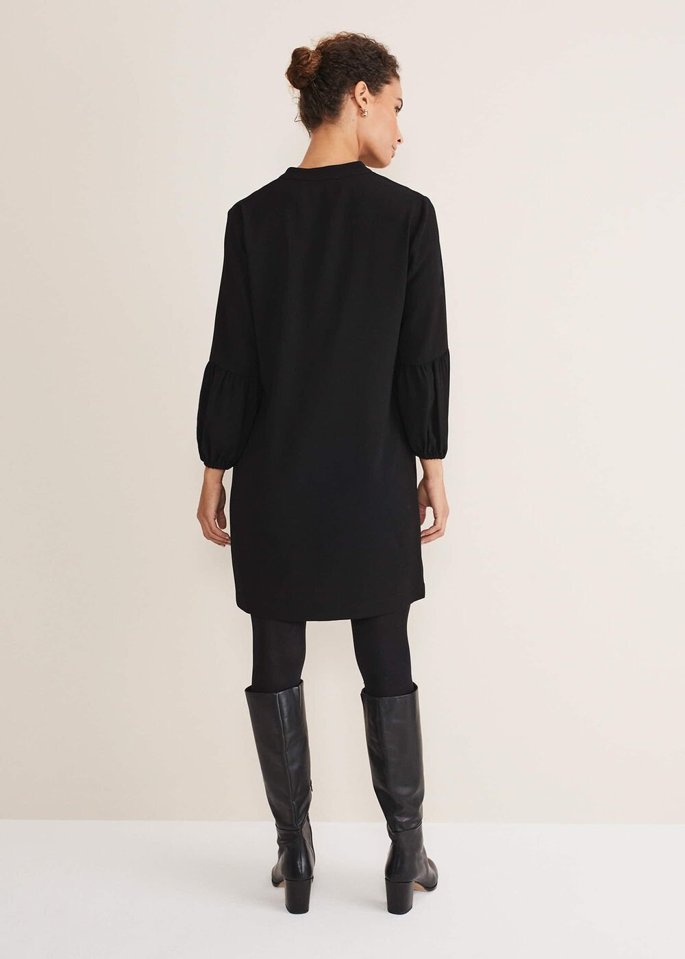 Black Tunic Dress with Statement Buttons Black