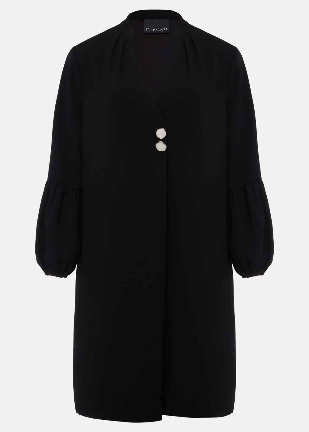 Black Tunic Dress with Statement Buttons Black
