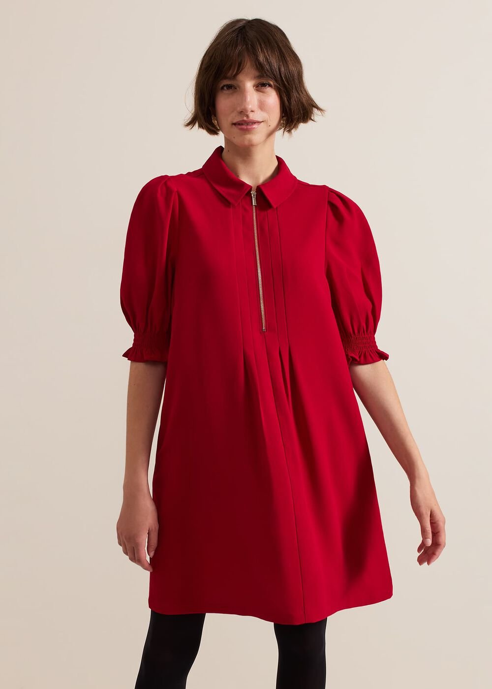 Candice Navy Zip Mini Dress Red