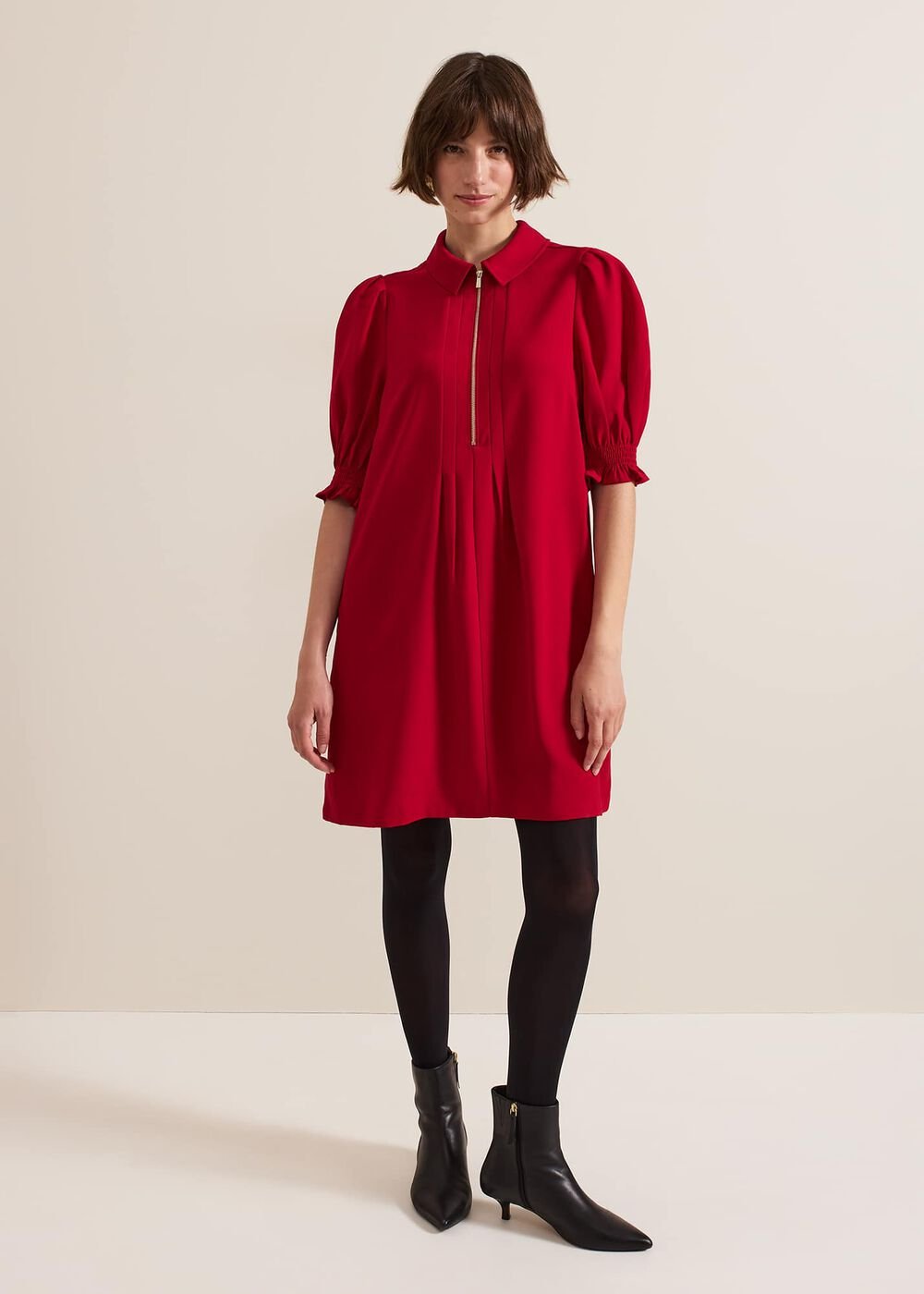 Candice Navy Zip Mini Dress Red