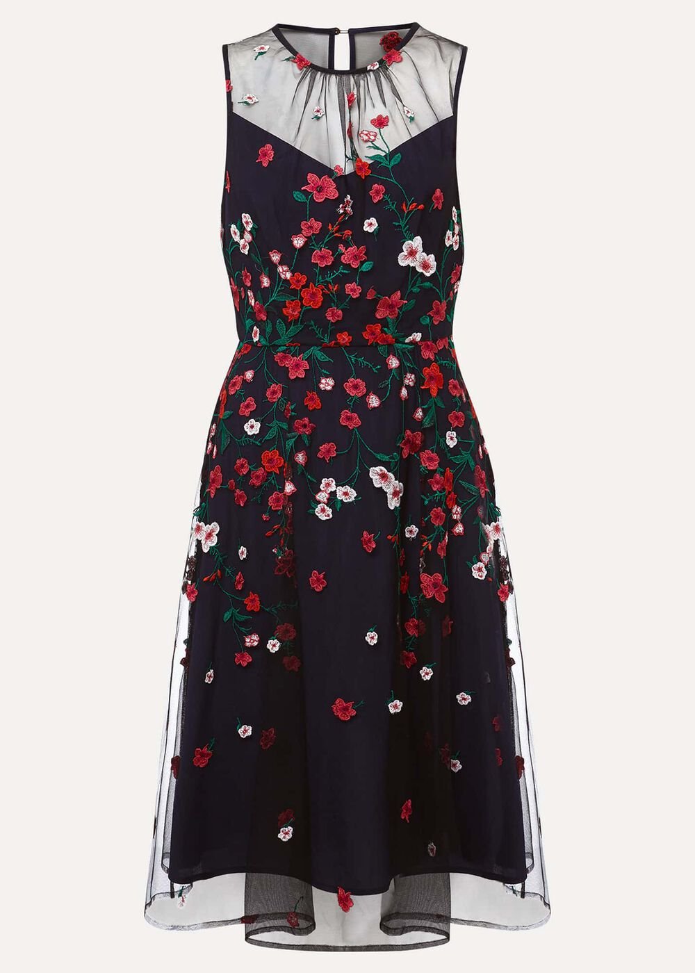 Sloane Mesh Ditsy Floral Dress Navy/Multi