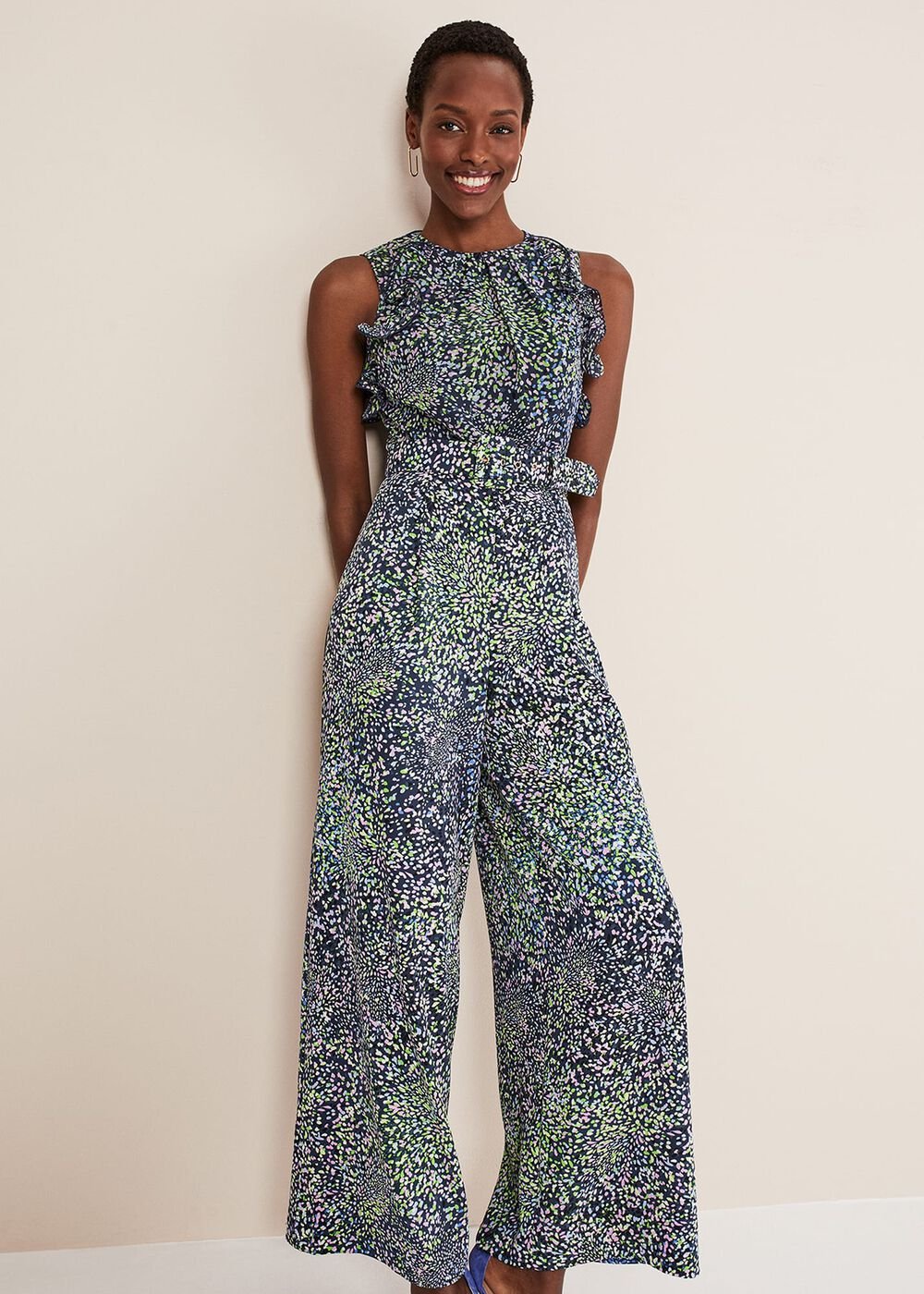 Maggie Ditsy Ruffle Jumpsuit Navy/Multi