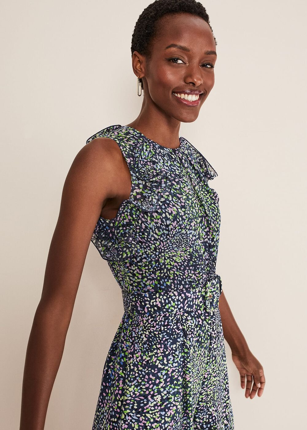 Maggie Ditsy Ruffle Jumpsuit Navy/Multi