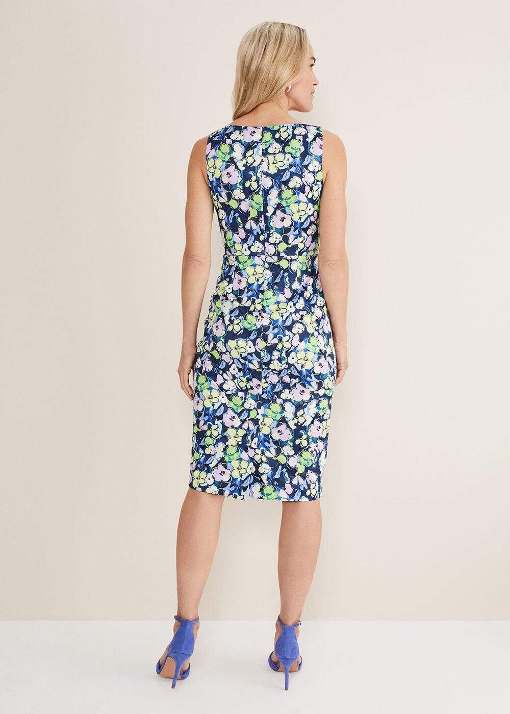 Loretta Printed Scuba Dress French Navy / Multi