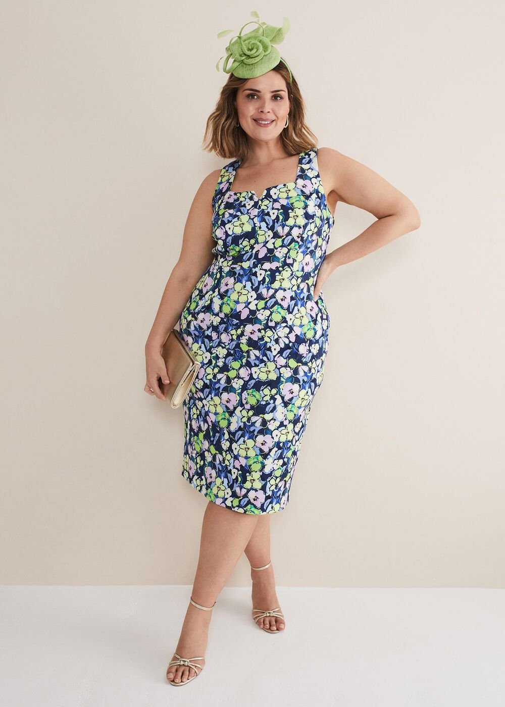 Loretta Printed Scuba Dress French Navy / Multi