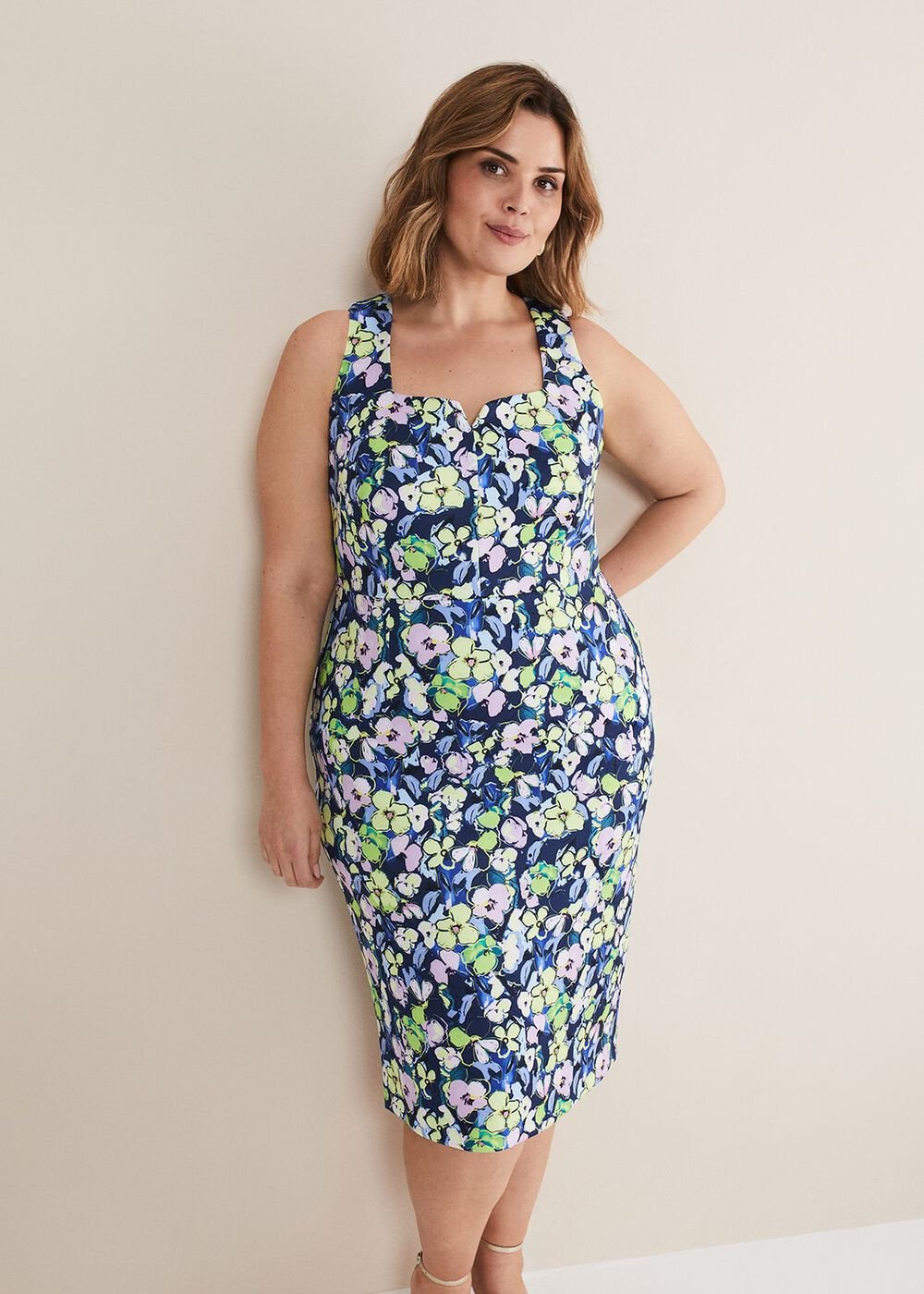 Loretta Printed Scuba Dress French Navy / Multi