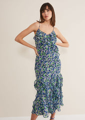 Catira Floral Ruffle Midaxi Dress Navy/Multi