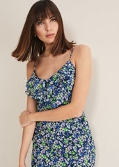 Catira Floral Ruffle Midaxi Dress Navy/Multi