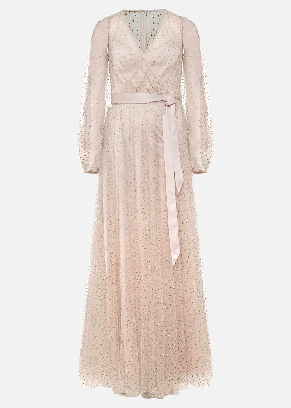 Ashley Embellished Sheer Maxi Dress Champagne