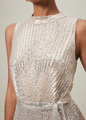 Simara Sequin Maxi Dress soft gold