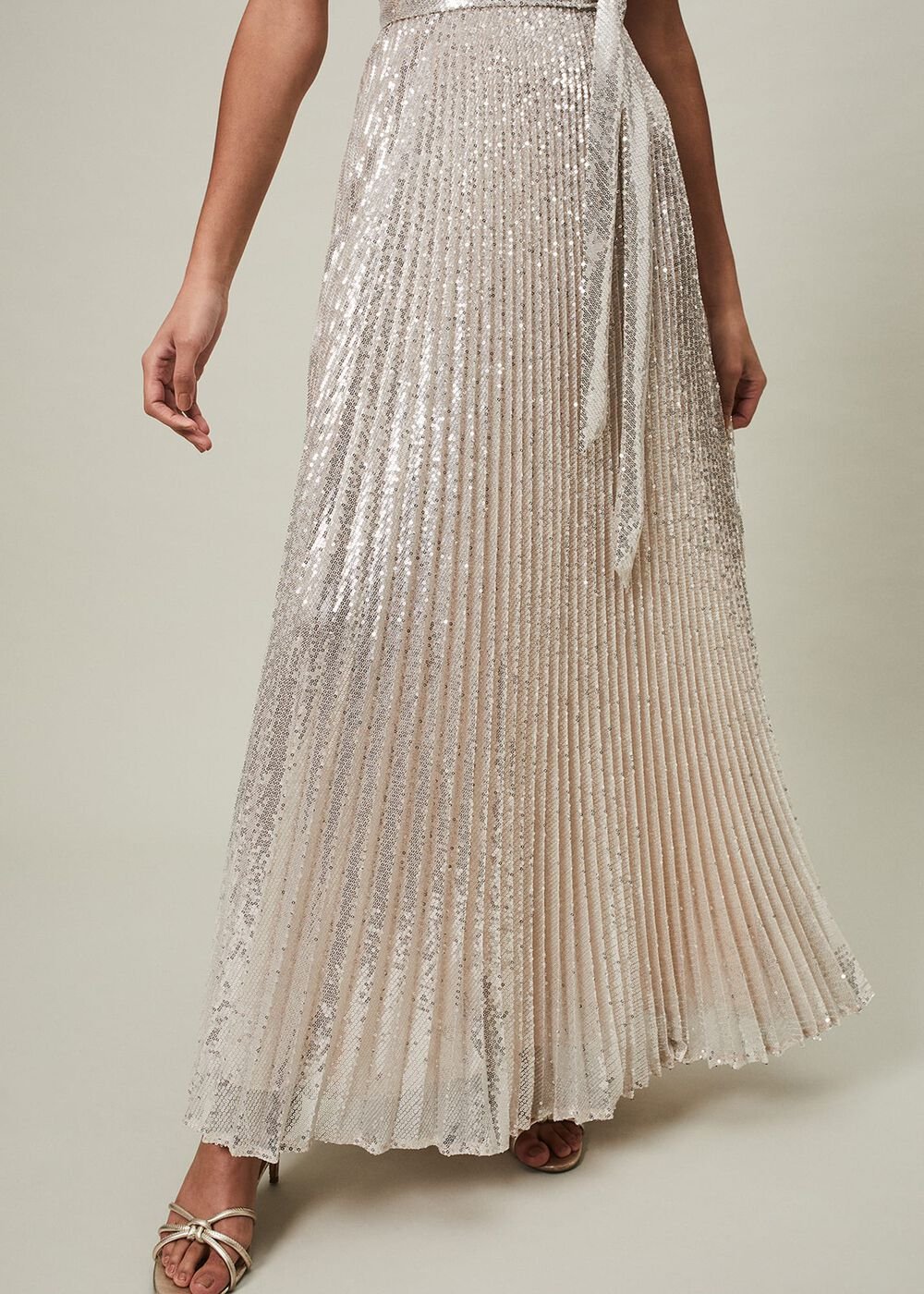 Simara Sequin Maxi Dress soft gold