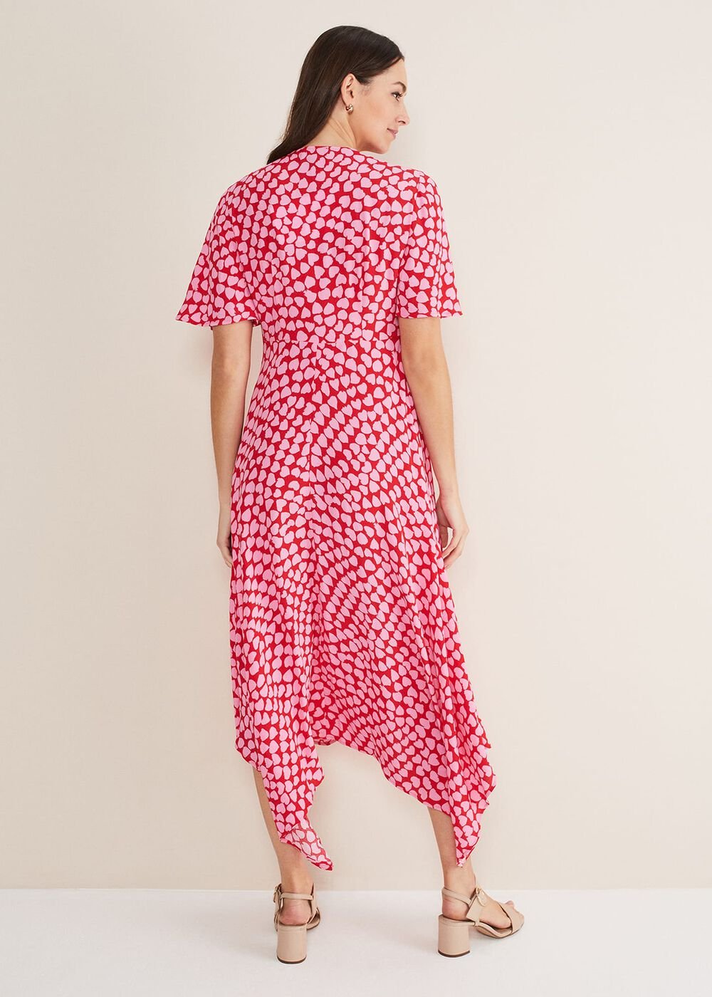 Darcie Heart Midi Dress Pink/Red