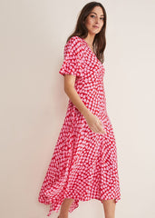 Darcie Heart Midi Dress Pink/Red