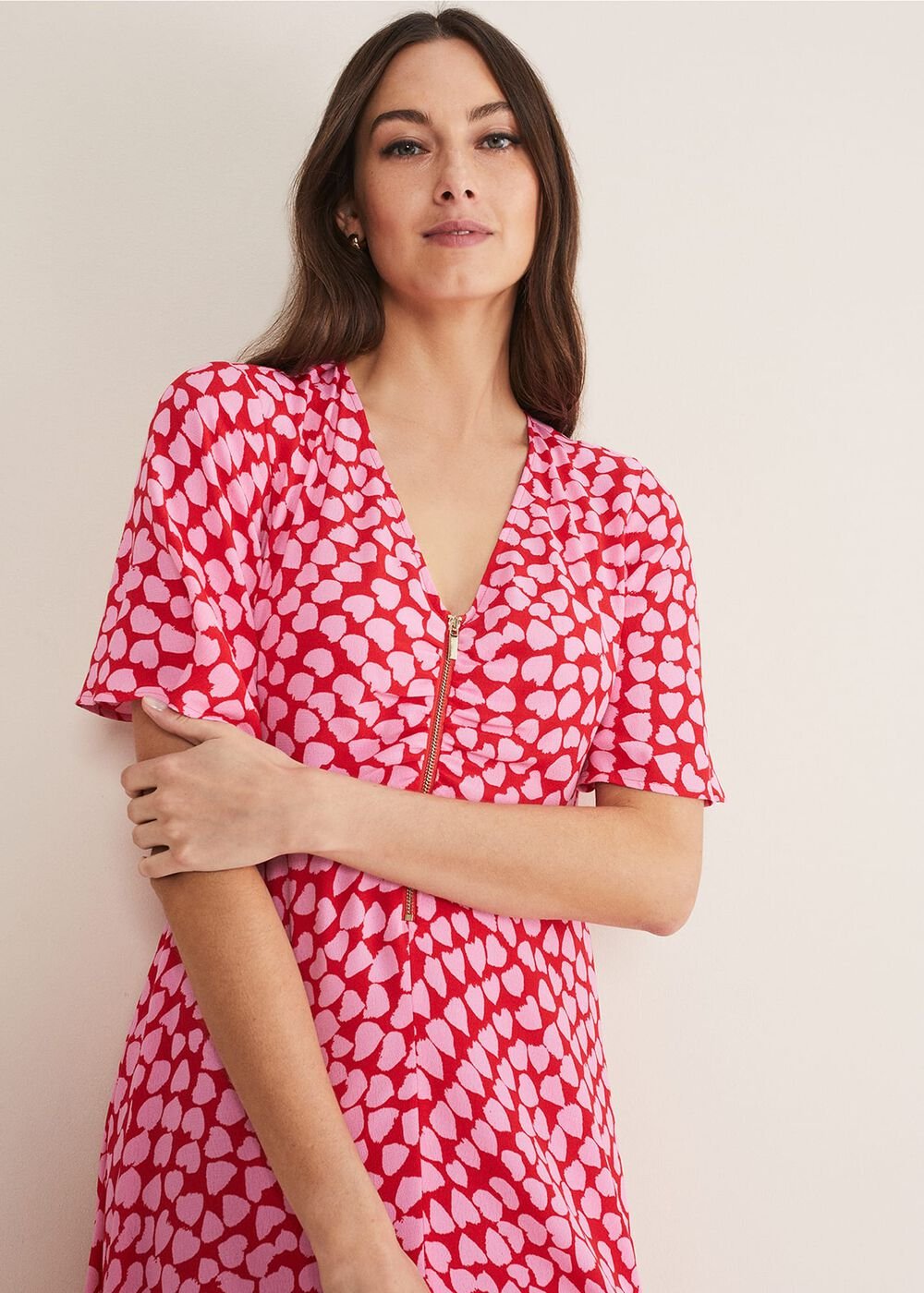 Darcie Heart Midi Dress Pink/Red